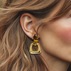 Brown Crystal Earrings | Gold