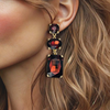 Burgundy Glam Earrings | Gold