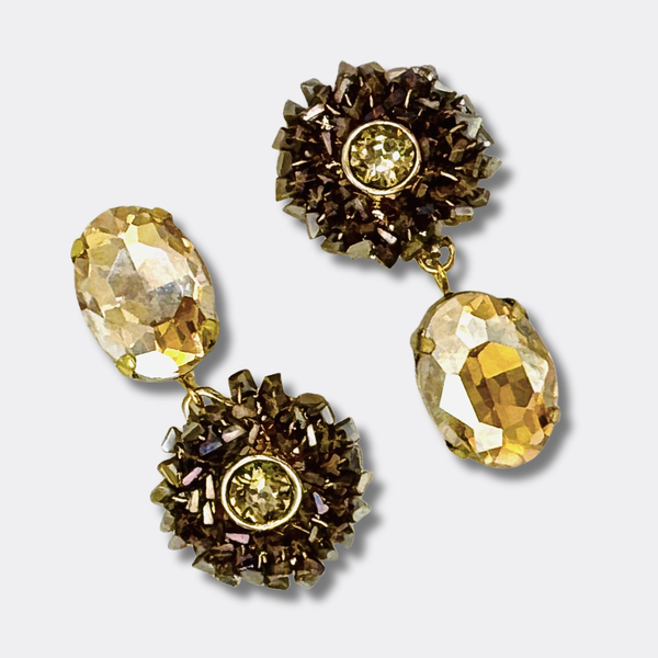 Clip Brown Champagne Earrings | Gold