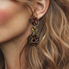 Clip Brown Crystal Earrings | Gold