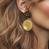 Clip Brown Crystal Earrings | Gold
