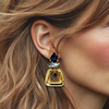 Clip Earrings Dark Blue Crystal | Gold
