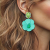 Clip Earrings Minty Green Flower | Gold