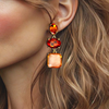 Clip Orange Crystal Earrings | Gold