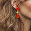 Clip Orange Crystal Earrings | Gold