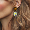 Cognac AB Crystal Earrings | Gold