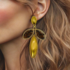 Copper Beaded Leaf Earrings | Gold
