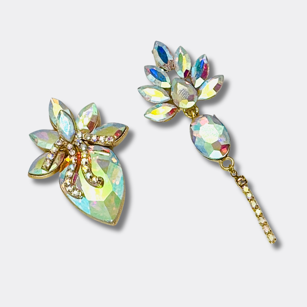 Crystal AB Wedding Glam Earrings | Gold
