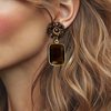 Dark Brown Beads Earrings | Gold