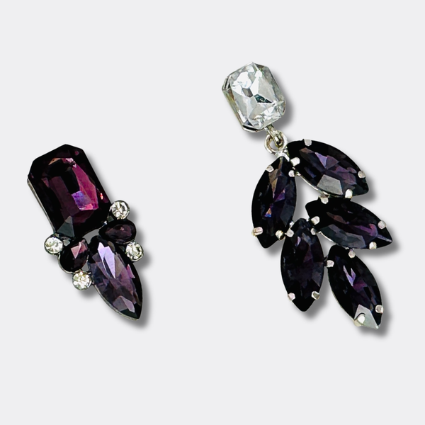 Dark Purple Crystal Earrings | Silver