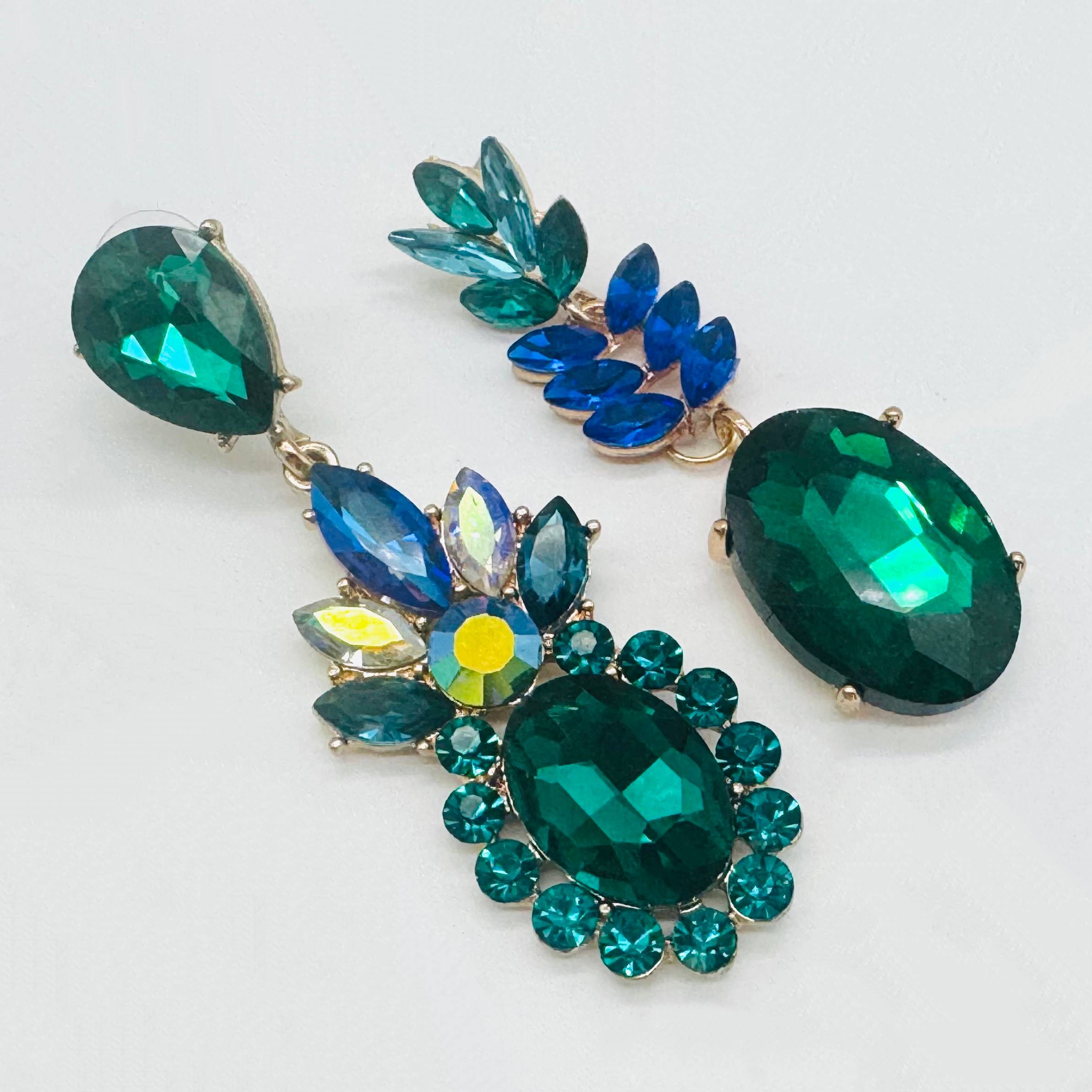 Earrings Blue & Green | Gold