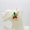Earrings Colorful Swarovski Flower | Gold