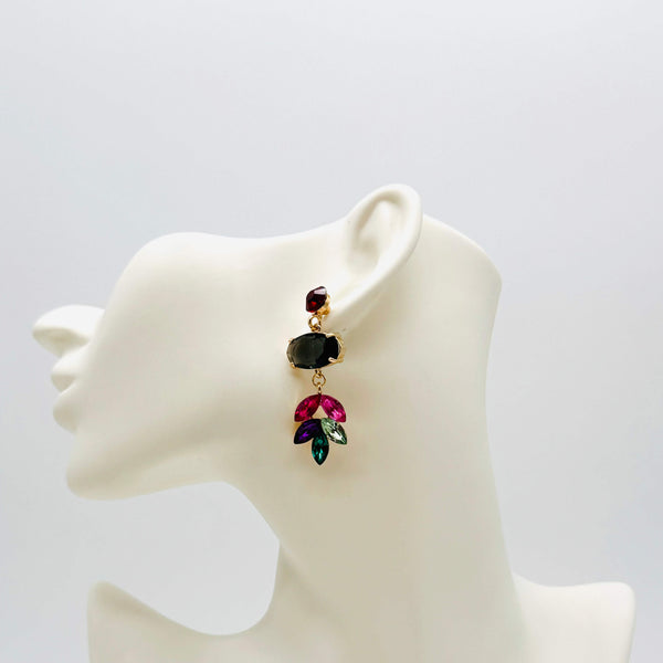 Earrings Colorful Swarovski Flower | Gold