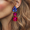 Fuchsia AB Glam Earrings | Gold