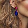 Fuchsia AB Glam Earrings | Gold