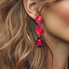 Fuchsia Agate Crystal Earrings | Gold