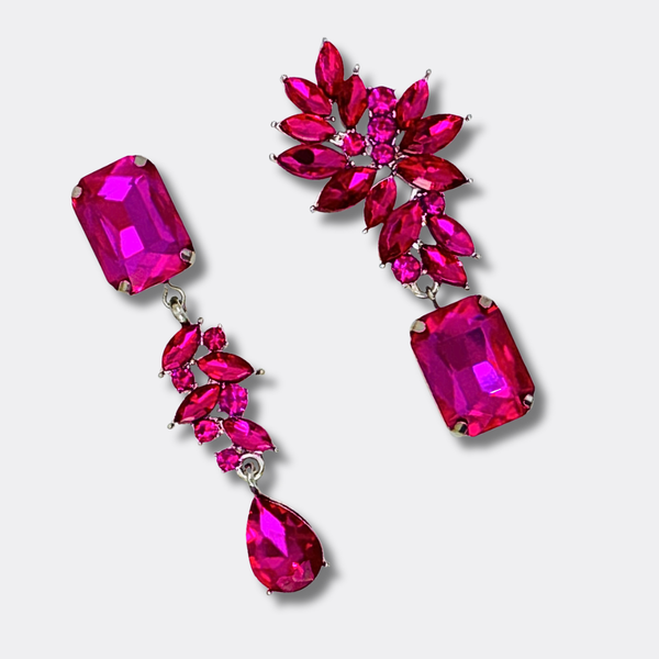 Fuchsia Crystal Earrings | Silver
