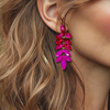 Fuchsia Flower Earrings | Gold