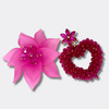 Fuchsia Flower Heart Earrings | Gold