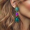 Green AB Beads Earrings | Gold