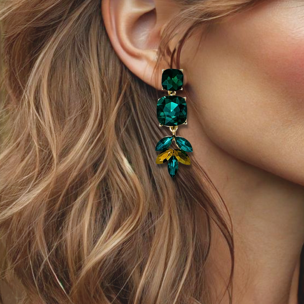 Green Bronze Leaf Earrings | Gold