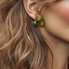 Green Olive Earrings | Gold