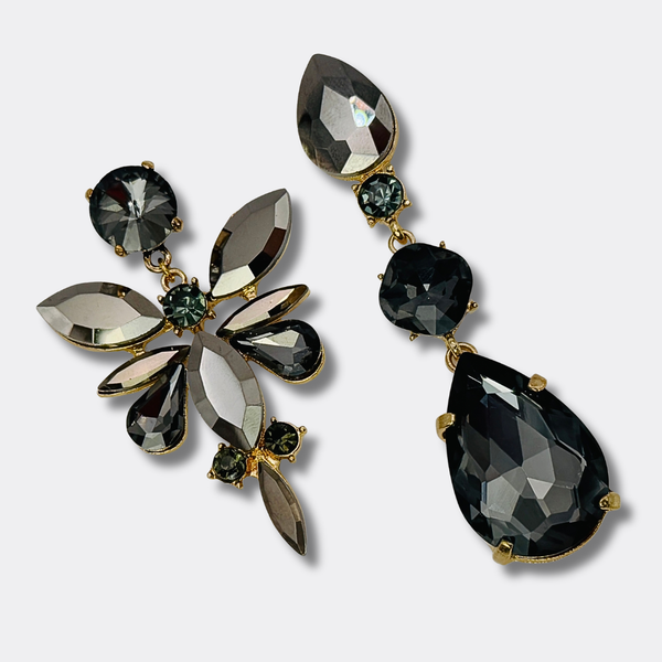 Grey Hematite Earrings | Gold