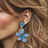 Light Blue Flower Earrings | Gold