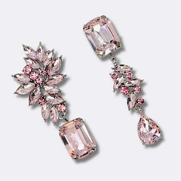Light Pink Crystal Earrings | Silver