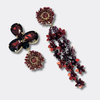 Long Burgundy Flowers Earrings | Gold