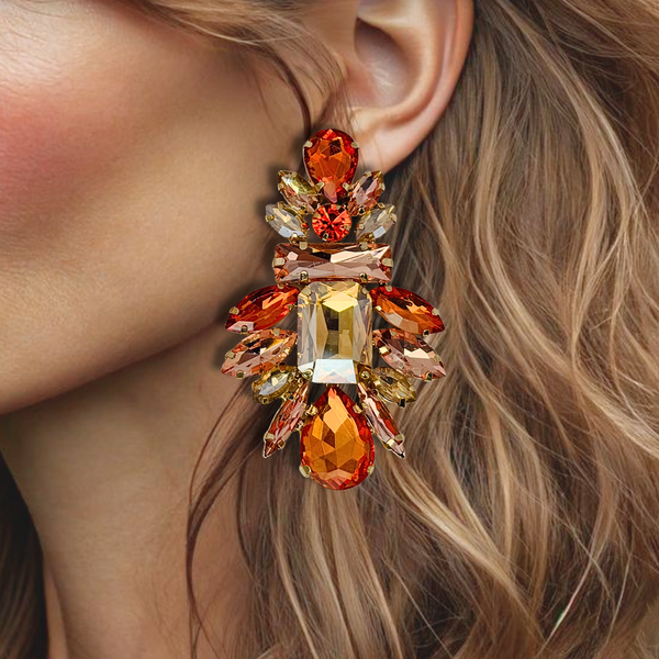 Orange Champagne Earrings | Gold