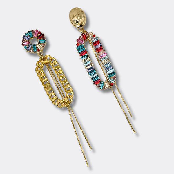 Colorful Oval Earrings | Gold