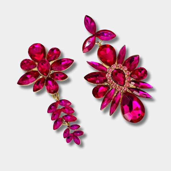 Fuchsia Glam Earrings | Gold