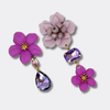 Lilac Resin Flower Earrings | Gold