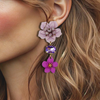 Lilac Resin Flower Earrings | Gold
