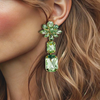 Soft Green Glam Earrings | Gold