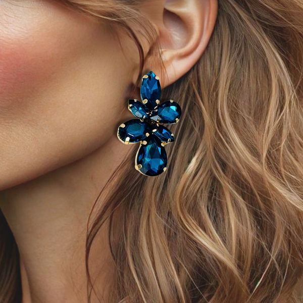 Petrol Studs Strass Earrings | Gold