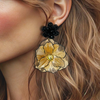 Big Black Flowers Earrings | Gold