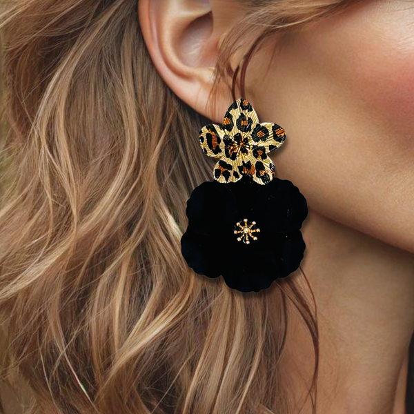 Leopard Flowers Earrings | Gold