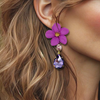 Lilac Resin Flower Earrings | Gold