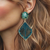Dark Green Drop Earrings | Gold