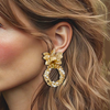 Champagne Facet Flower Earrings 3 | Gold