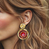 Clip Earrings Fuchsia Luminous Halo | Gold