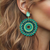 Green Circle Earrings | Gold