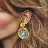 Clip Earrings Blue Luminous Halo | Gold