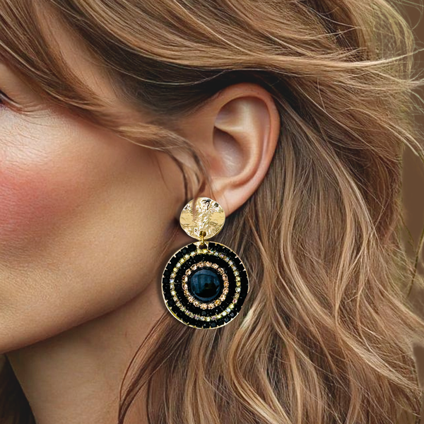 Clip-Earring Blue Flower | Gold