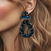 Peacock Blue Earrings | Gold