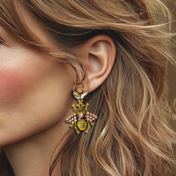 Strass Bee Earrings | Gold