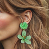 Green Flower Earrings | Gold