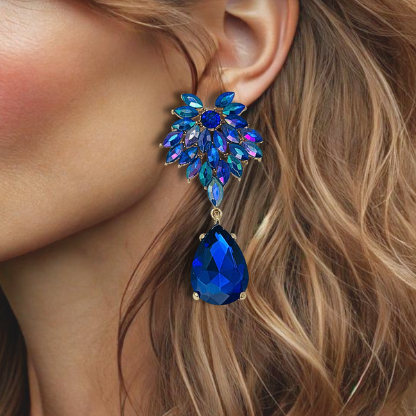 Peacock Pruple Blue Earrings | Gold